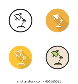 Desk lamp icon. Flat design, linear and color styles. Isolated vector illustrations