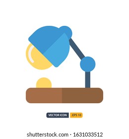 desk lamp icon in Flat style isolated on white background. for your web site design, logo, app, UI. Vector graphics illustration and editable stroke. EPS 10.