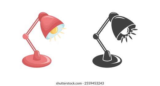 Desk lamp icon in flat style. Spotlight vector illustration on isolated background. Light bulb sign business concept.