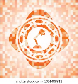 desk lamp icon inside abstract orange mosaic emblem with background