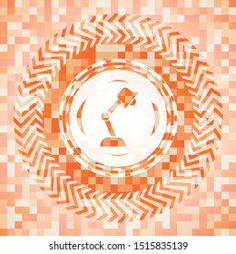 desk lamp icon inside abstract orange mosaic emblem