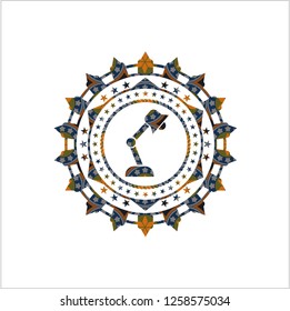 desk lamp icon inside arabic emblem. Arabesque decoration.
