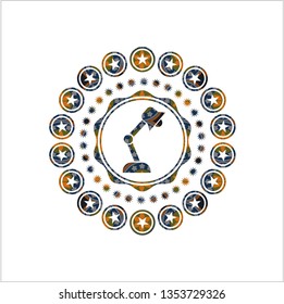 desk lamp icon inside arabic emblem. Arabesque decoration.