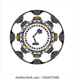 desk lamp icon inside arabic style badge. Arabesque decoration.