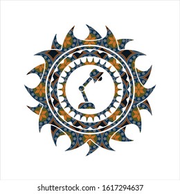 desk lamp icon inside arabic emblem. Arabesque decoration.