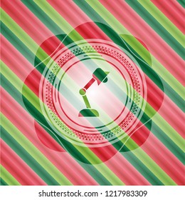desk lamp icon inside christmas style emblem.