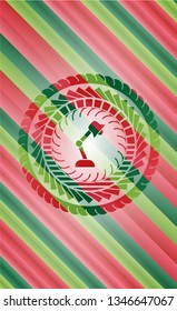 desk lamp icon inside christmas emblem background.