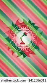 desk lamp icon inside christmas badge background.