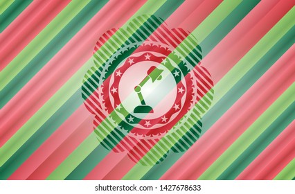 desk lamp icon inside christmas badge background.