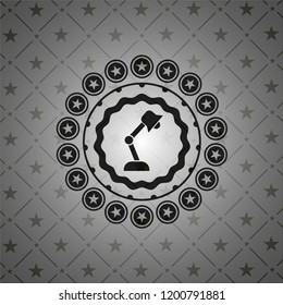 desk lamp icon inside dark emblem. Retro