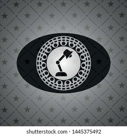 desk lamp icon inside dark emblem