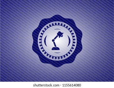 desk lamp icon inside emblem with jean high quality background