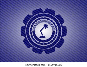 desk lamp icon inside emblem with jean high quality background
