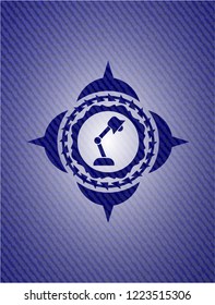 desk lamp icon inside emblem with denim high quality background