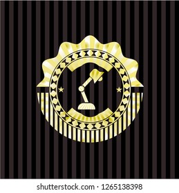desk lamp icon inside gold badge