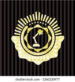 desk lamp icon inside gold shiny emblem