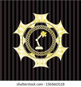 desk lamp icon inside gold shiny emblem
