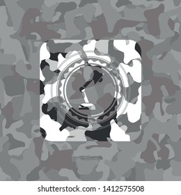 desk lamp icon inside grey camouflage texture