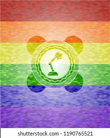 desk lamp icon inside lgbt colors emblem 