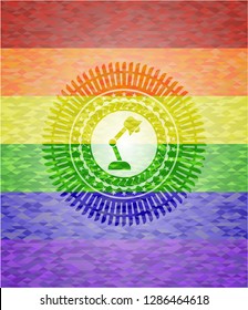 desk lamp icon inside lgbt colors emblem 