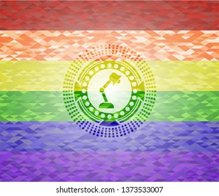 desk lamp icon inside lgbt colors emblem 