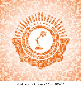 desk lamp icon inside orange mosaic emblem