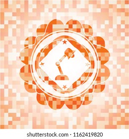desk lamp icon inside orange mosaic emblem with background