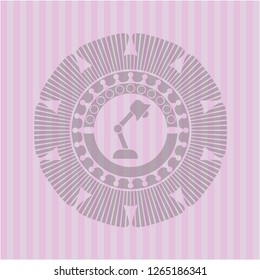 desk lamp icon inside pink emblem. Retro