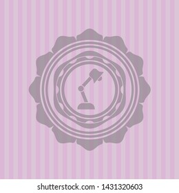 desk lamp icon inside pink emblem. Retro