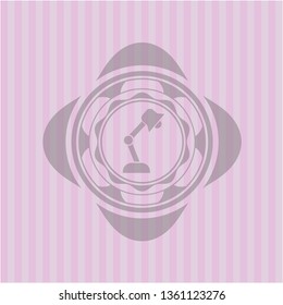 desk lamp icon inside realistic pink emblem