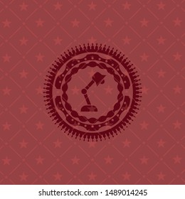desk lamp icon inside realistic red emblem
