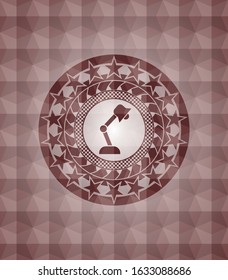 desk lamp icon inside red geometric emblem. Seamless.