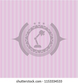 desk lamp icon inside retro pink emblem