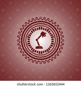desk lamp icon inside retro red emblem
