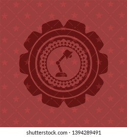 desk lamp icon inside retro style red emblem
