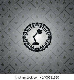 desk lamp icon inside retro style black emblem