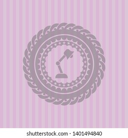 desk lamp icon inside retro pink emblem