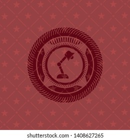 desk lamp icon inside retro red emblem