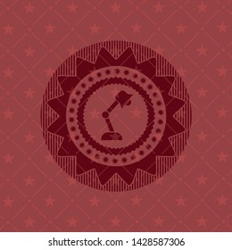 desk lamp icon inside retro style red emblem