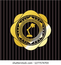 desk lamp icon inside shiny badge