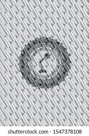 desk lamp icon inside silver color emblem. Scales pattern. Vector Illustration. Detailed.