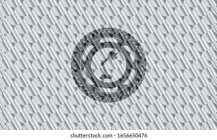 icono de la lámpara de escritorio dentro de la placa plateada. Patrón de escalas. Ilustración vectorial. Detallado.