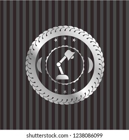 desk lamp icon inside silvery shiny emblem