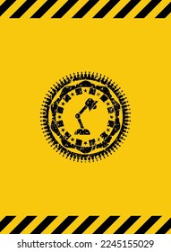 icono de la lámpara de escritorio en el interior del signo de advertencia, emblema negro grunge. Ilustración vectorial. Detallado. 