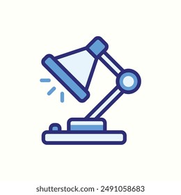 desk lamp icon, isolated blue icon theme workplace