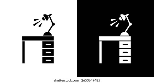 Desk with lamp icon Isolated flat vector in outline