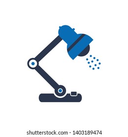 Desk lamp icon. Isolated table lamp icon symbol on clean background. Vector illustrator element in trendy style.