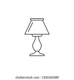 Icono de lámpara de escritorio en icono de estilo de línea, aislado en fondo blanco