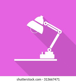 desk lamp icon with long shadow.