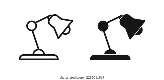 Desk lamp icon. Office light symbol. Table bulb signs. Electric spotlight symbols. Sconce light icons. Black color. Vector isolated sign.